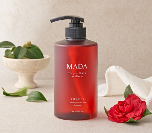 [MADA] 동백 보습 샴푸 500ml*2 & 트리트먼트 200ml*1 (동백 보습 립밥 또는 핸드크림 중 1개 랜덤 증정)